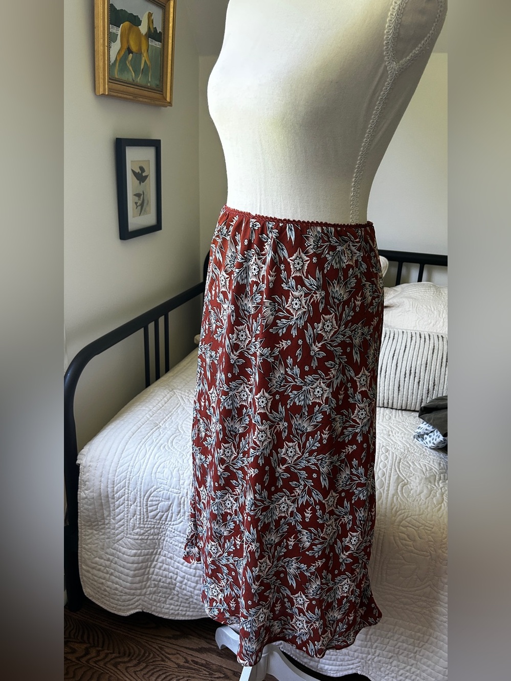 Max Studio Rust Red Floral Maxi Skirt
